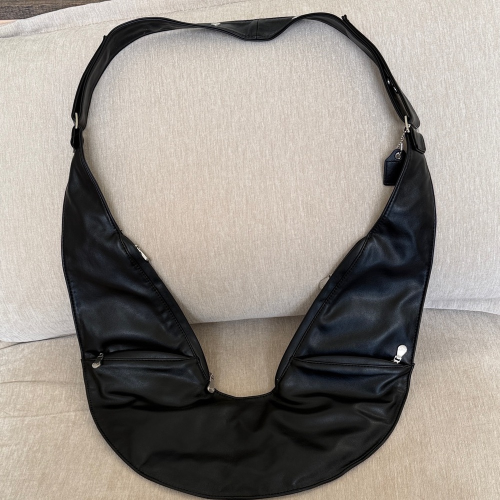 Black Faux Leather Sash Bag NWOT